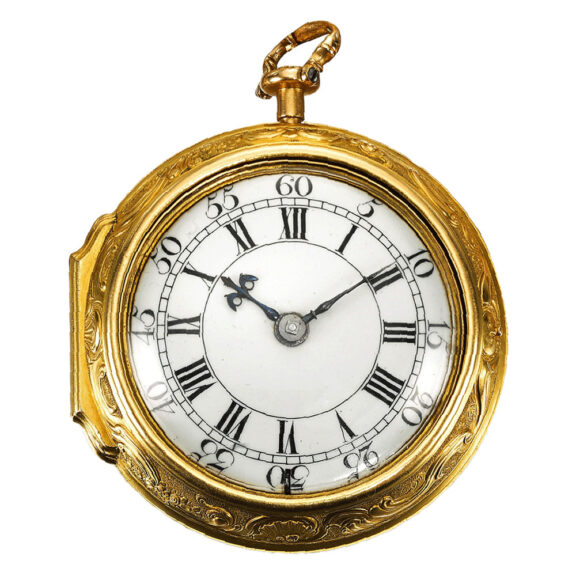 An English gold repousse verge with gold chatelaine Circa 1747