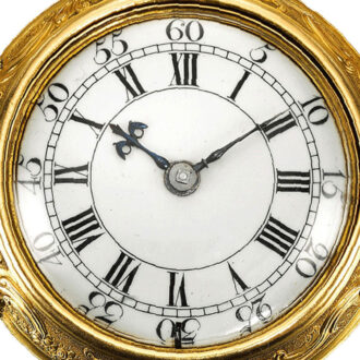 An English gold repousse verge with gold chatelaine Circa 1747