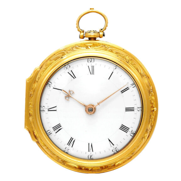An English superb gold verge watch with repousse Circa 1748 An English superb gold verge watch with repousse Circa 1748