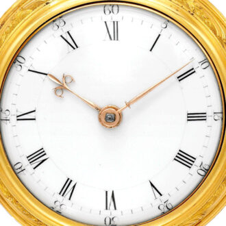An English superb gold verge watch with repousse Circa 1748