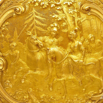 An English superb gold verge watch with repousse Circa 1748