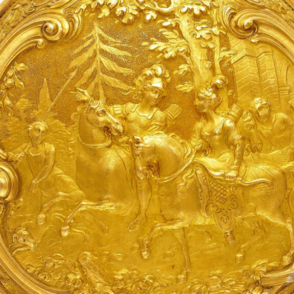 An English superb gold verge watch with repousse Circa 1748 An English superb gold verge watch with repousse Circa 1748