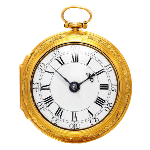 So-53a An English cylinder watch with repousse scene Circa 1762