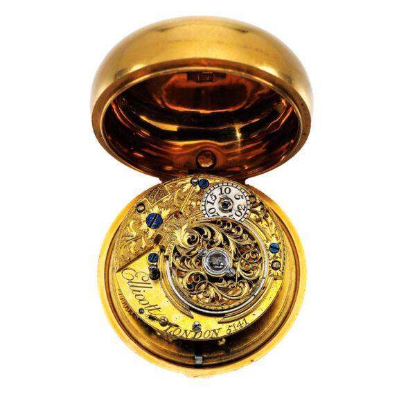 An English cylinder watch with repousse scene Circa 1762 An English cylinder watch with repousse scene Circa 1762