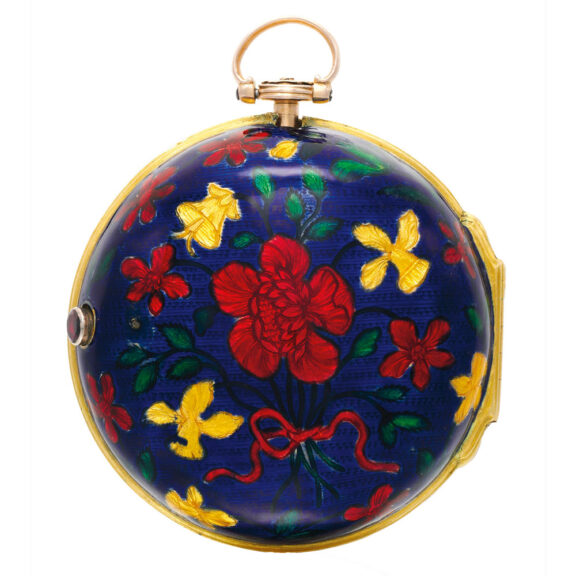 Rare English gold and enamel pair cased verge Circa 1763