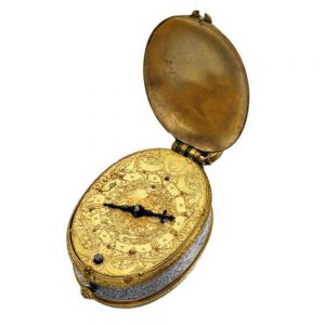 Early English gilt metal and silver verge watch circa 1615