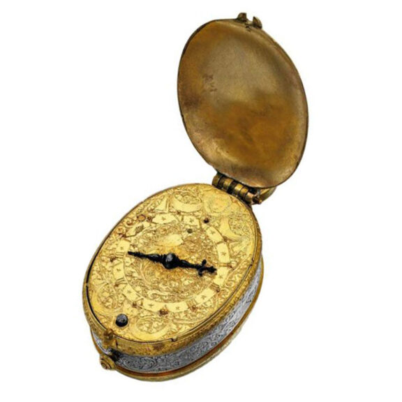 Early English gilt metal and silver verge watch circa 1615