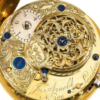 An English rare gold and enamel cylinder watch Circa 1781