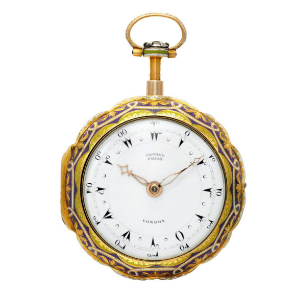 An English gold and enamel quarter repeating verge Circa 1790 An English gold and enamel quarter repeating verge Circa 1790