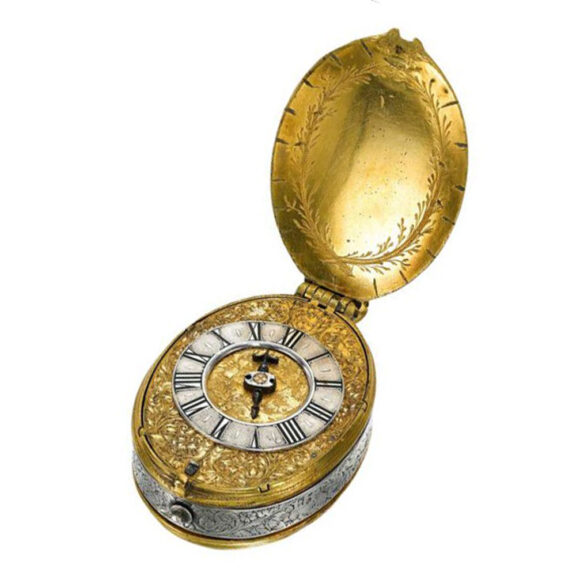 Early gilt-metal and silver oval verge watch Circa 1625 Early gilt-metal and silver oval verge watch Circa 1625