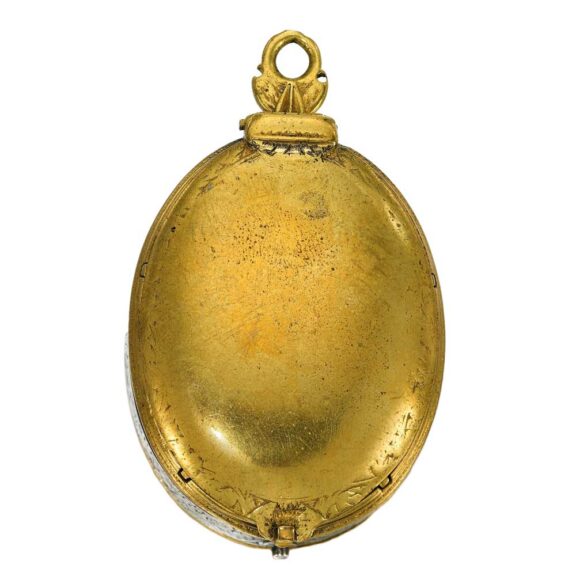 The front cover of this early gilt-metal and silver verge watch circa 1625 The front cover of this early gilt-metal and silver verge watch circa 1625