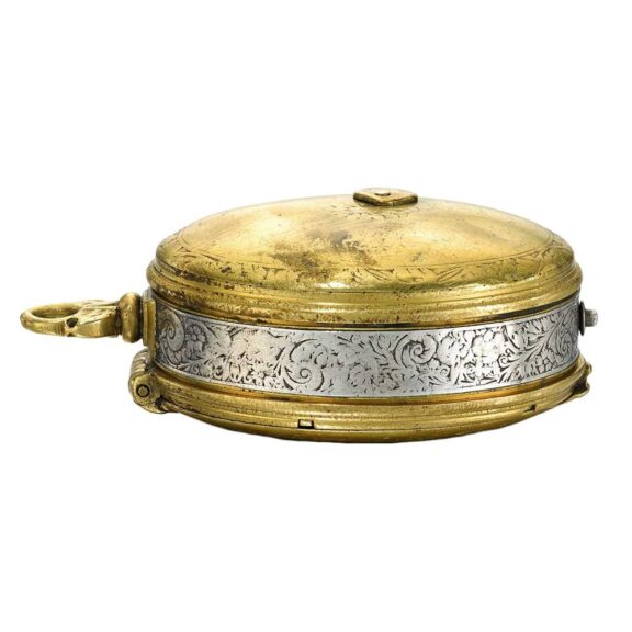 The site of this early gilt-metal and silver verge watch circa 1625 The site of this early gilt-metal and silver verge watch circa 1625