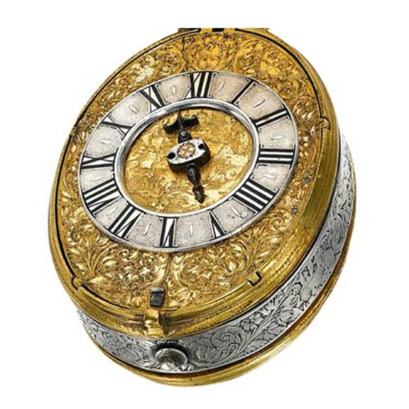 The front of this early gilt-metal and silver verge watch circa 1625The front of this early gilt-metal and silver verge watch circa 1625 The front of this early gilt-metal and silver verge watch circa 1625