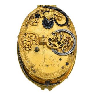 The back of this early gilt-metal and silver verge watch circa 1625 The back of this early gilt-metal and silver verge watch circa 1625