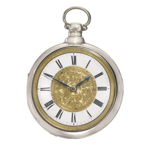 An English novel silver verge pair cased verge watch Circa 1830