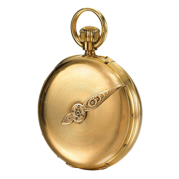 An English rare gold free sprung lever montre-a-tact Circa 1885