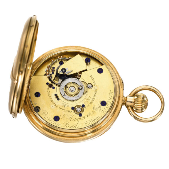 An English rare gold free sprung lever montre-a-tact Circa 1885 An English rare gold free sprung lever montre-a-tact Circa 1885