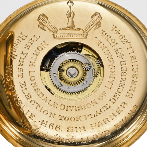 An English rare gold free sprung lever montre-a-tact Circa 1885 An English rare gold free sprung lever montre-a-tact Circa 1885