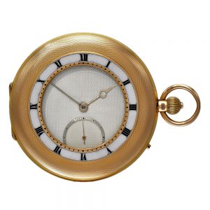An English rare gold half hunter cased lever watch Circa 1909