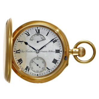 An English gold watch with power reserve indication Circa 1909