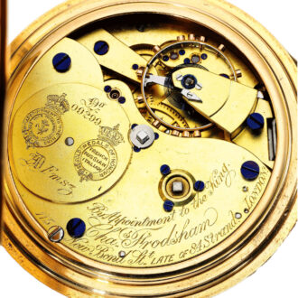 An English gold watch with power reserve indication Circa 1909