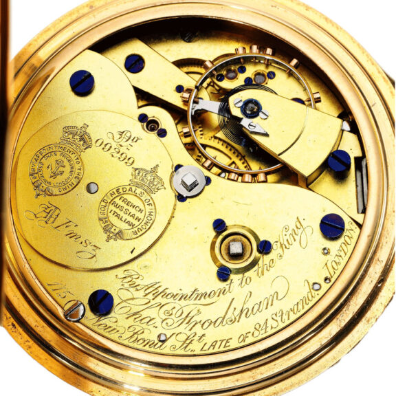 An English gold watch with power reserve indication Circa 1909 An English gold watch with power reserve indication Circa 1909