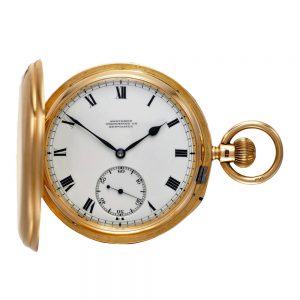 English superb gold hunting cased tourbillon watch Circa 1918