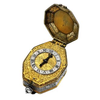 Front fine and rare silver and gilt-metal octagonal verge watch Circa 1630