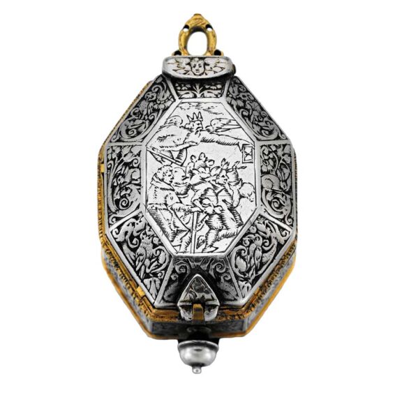 Back fine and rare silver and gilt-metal octagonal verge watch Circa 1630 Back fine and rare silver and gilt-metal octagonal verge watch Circa 1630