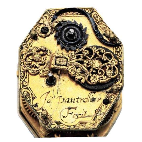 Open back fine and rare silver and gilt-metal octagonal verge watch Circa 1630 Open back fine and rare silver and gilt-metal octagonal verge watch Circa 1630