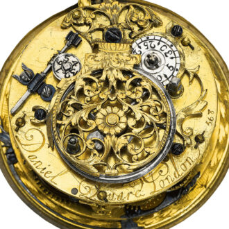An English fine silver two-train alarm verge watch Circa 1685