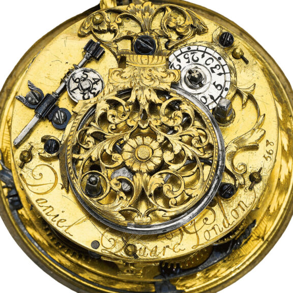 An English fine silver two-train alarm verge watch Circa 1685 An English fine silver two-train alarm verge watch Circa 1685