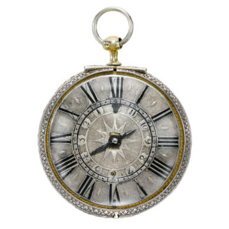 An English fine silver two train alarm verge watch Circa 1685