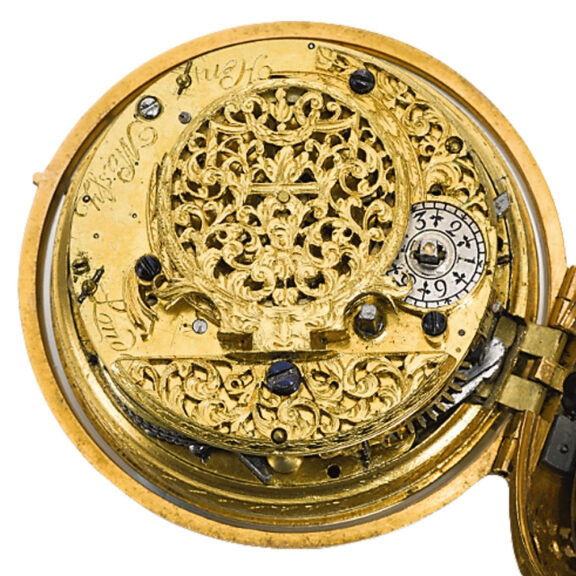 An English fine gold quarter repeating verge watch Circa 1710 An English fine gold quarter repeating verge watch Circa 1710