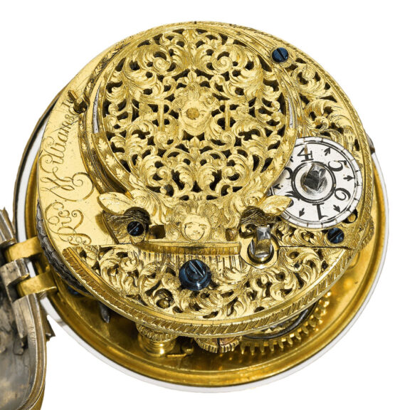 An English rare silver Sun and Moon verge watch Circa 1710 An English rare silver Sun and Moon verge watch Circa 1710