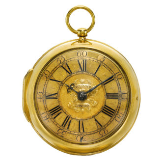English gold verge with early jewelled balance staff Circa 1715