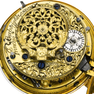 An English gold quarter repeating repousse verge Circa 1720 An English gold quarter repeating repousse verge Circa 1720