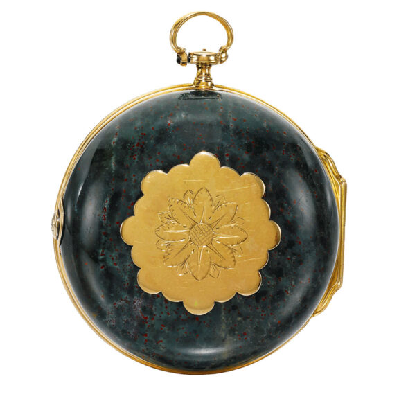 An English gold and bloodstone verge watch Circa 1750 An English gold and bloodstone verge watch Circa 1750