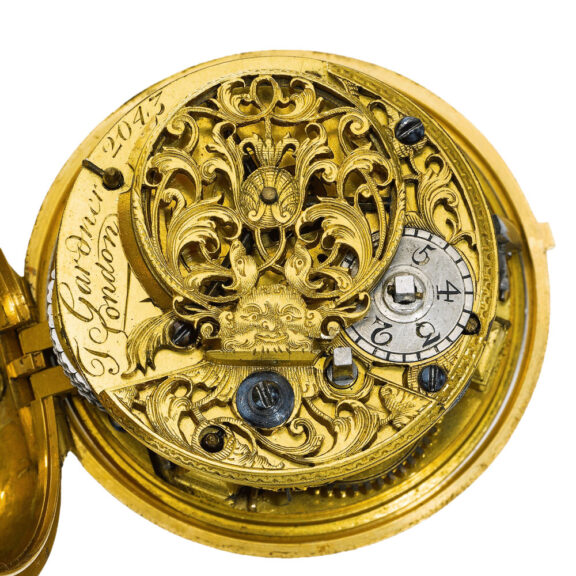 An English gold watch, case by Guillaume Bouvier Circa 1748 An English gold watch, case by Guillaume Bouvier Circa 1748