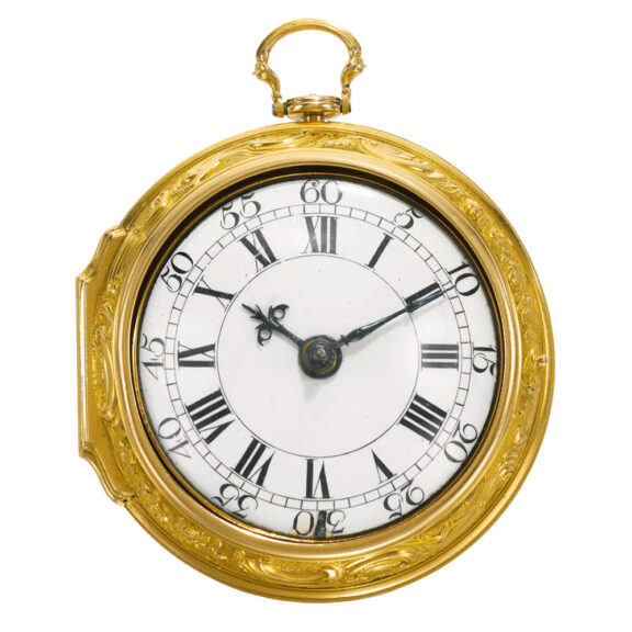 An English gold pair cased repousse verge watch Circa 1757 An English gold pair cased repousse verge watch Circa 1757