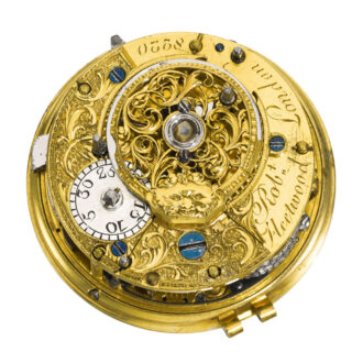 English silver pair cased two-train alarm verge watch Circa 1760