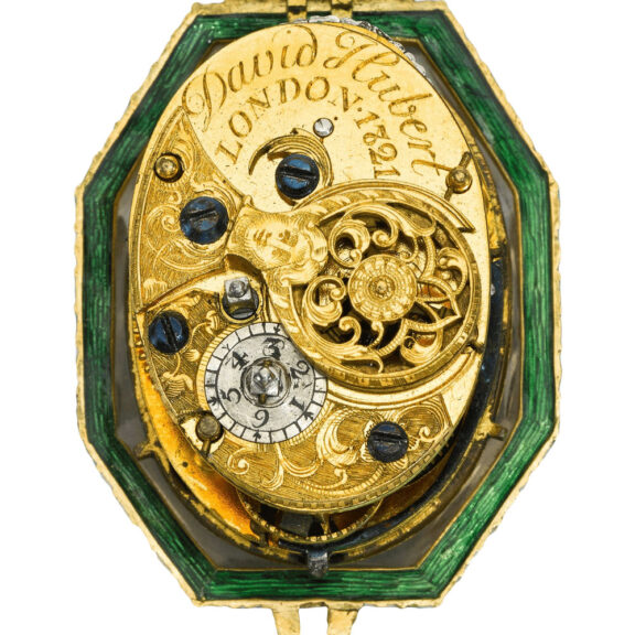 An English octagonal gold, enamel, rock crystal watch Circa 1640 An English octagonal gold, enamel, rock crystal watch Circa 1640