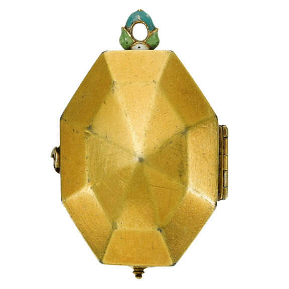 An English octagonal gold, enamel, rock crystal watch Circa 1640 An English octagonal gold, enamel, rock crystal watch Circa 1640