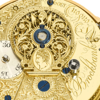 English gold cylinder watch with regulator type dial Circa 1809