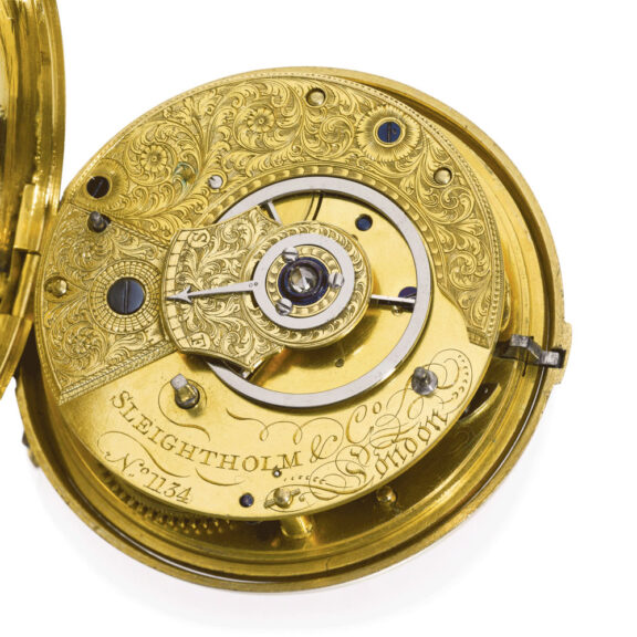 An English rare gilt-metal pair cased chronometer Circa 1795 An English rare gilt-metal pair cased chronometer Circa 1795
