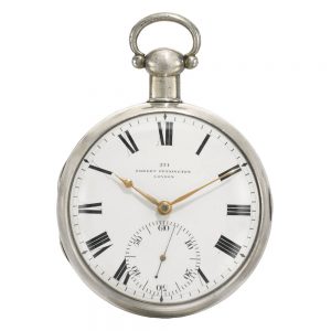 An English pocket chronometer in wooden deck box Circa 1811