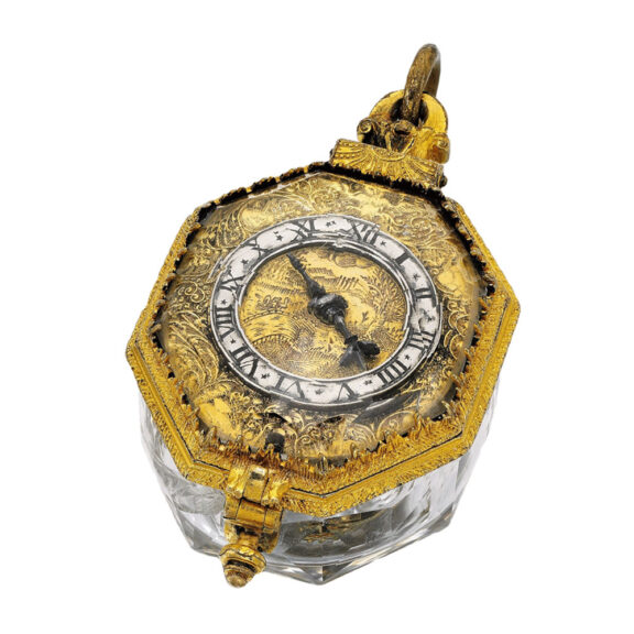 An English rare gilt-metal and rock crystal watch Circa 1640 An English rare gilt-metal and rock crystal watch Circa 1640
