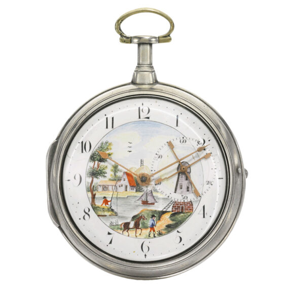 An English charming silver verge watch with windmill Circa 1807 An English charming silver verge watch with windmill Circa 1807