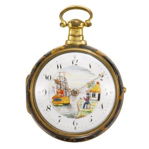 A lovely English gilt-metal and tortoiseshell verge Circa 1810