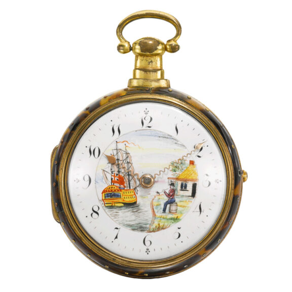 A lovely English gilt-metal and tortoiseshell verge Circa 1810